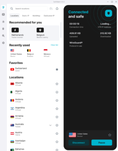 Surfshark VPN connected
